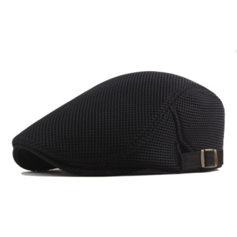 Summer Men News Breathable Cap Hat Mesh Cabbie Golf Driving Sun Flat Beret Black White Gray Beige Hats Caps Visors
