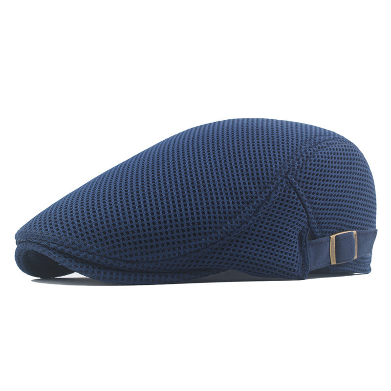 Summer Men News Breathable Cap Hat Mesh Cabbie Golf Driving Sun Flat Beret Black White Gray Beige Hats Caps Visors