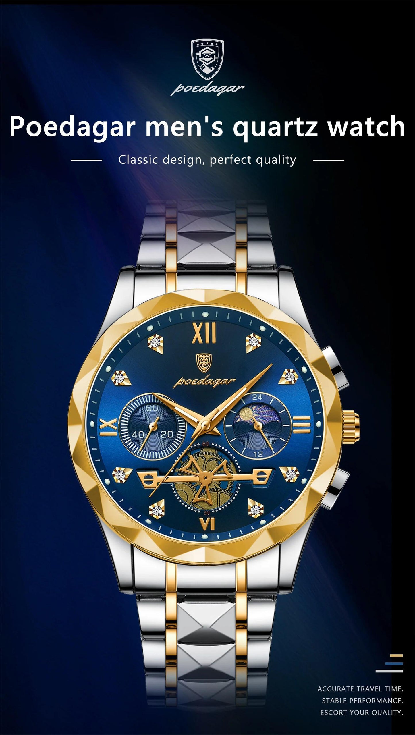 New Luxury Brand Waterproof Stainless Steel Women's And Men's Waterproof Watch, Leisure And Business Multifunctional Chronograph, Best Men's And Women's Gift Watch