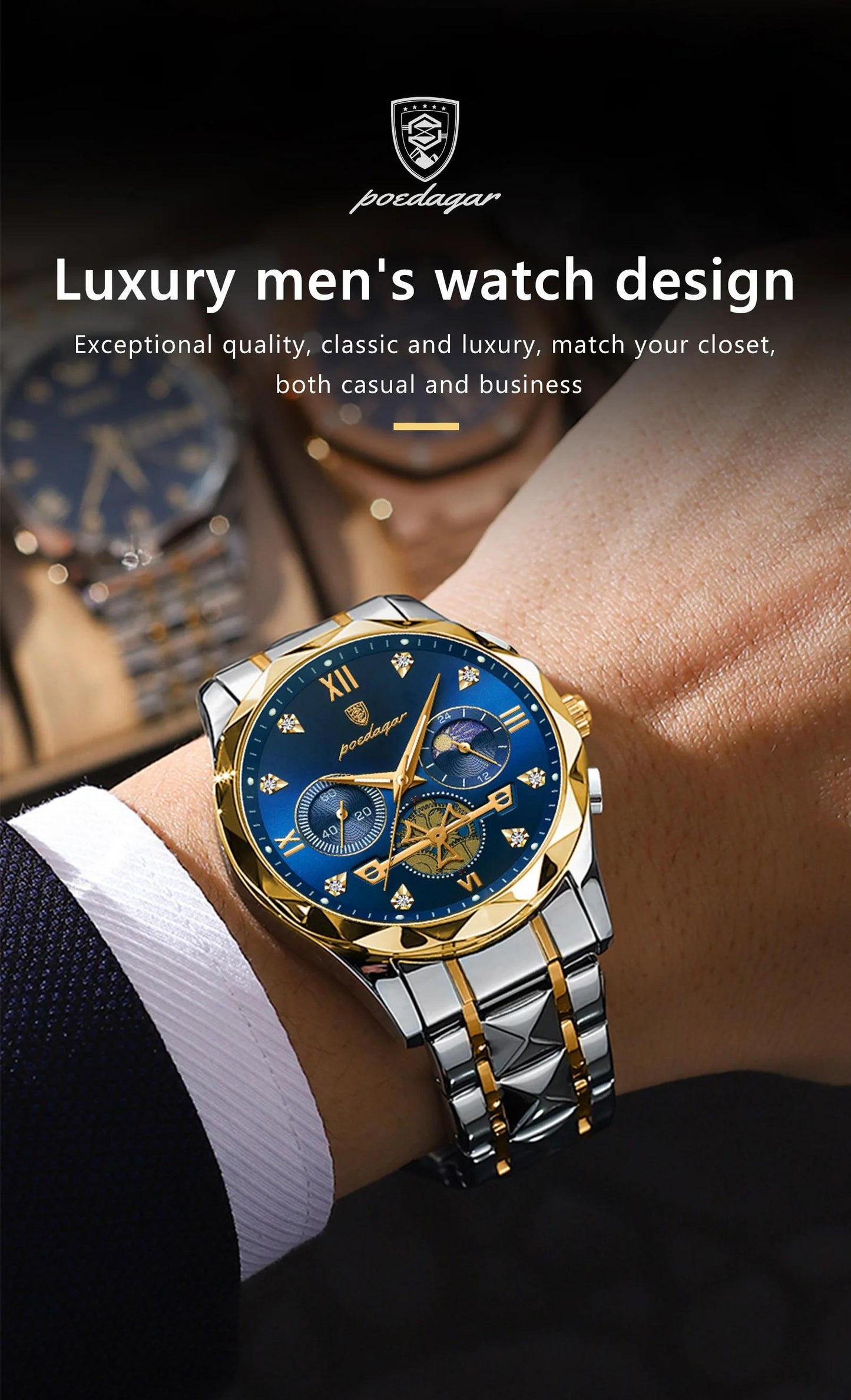 New Luxury Brand Waterproof Stainless Steel Women's And Men's Waterproof Watch, Leisure And Business Multifunctional Chronograph, Best Men's And Women's Gift Watch