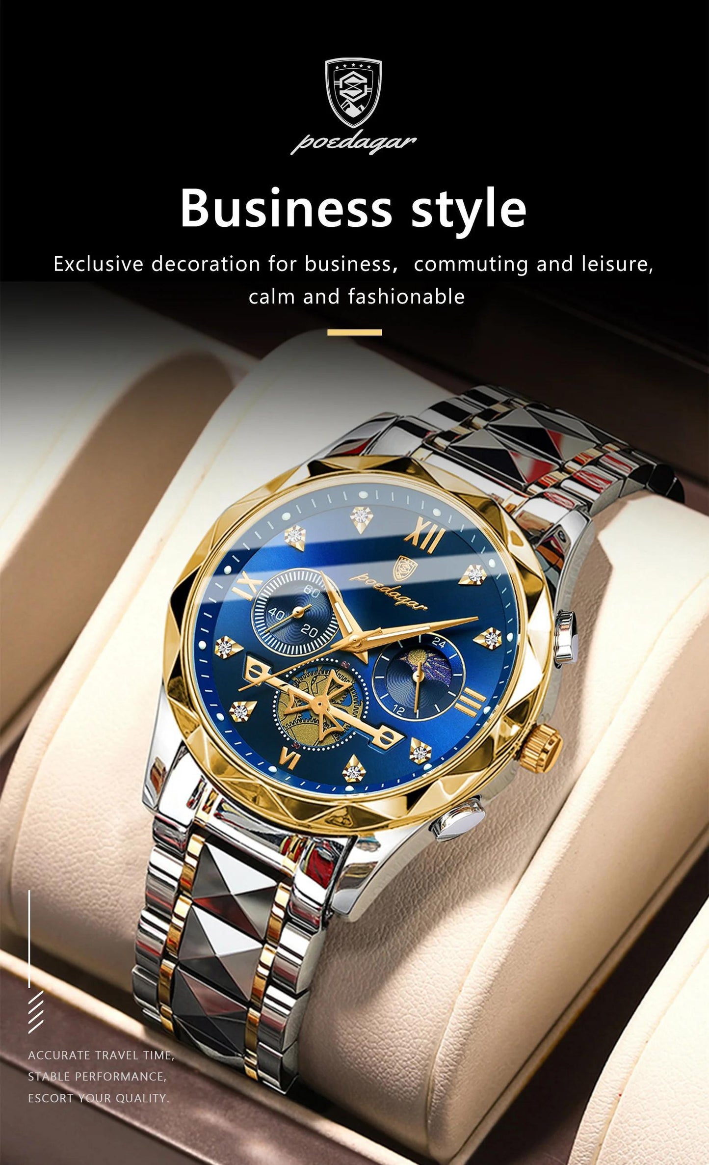 New Luxury Brand Waterproof Stainless Steel Women's And Men's Waterproof Watch, Leisure And Business Multifunctional Chronograph, Best Men's And Women's Gift Watch