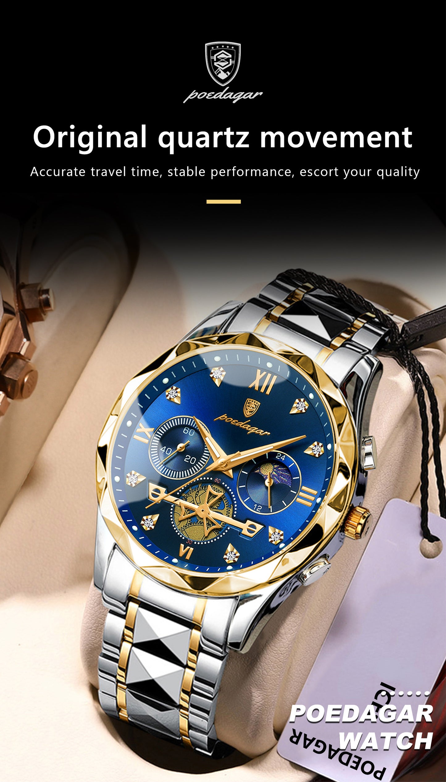 New Luxury Brand Waterproof Stainless Steel Women's And Men's Waterproof Watch, Leisure And Business Multifunctional Chronograph, Best Men's And Women's Gift Watch