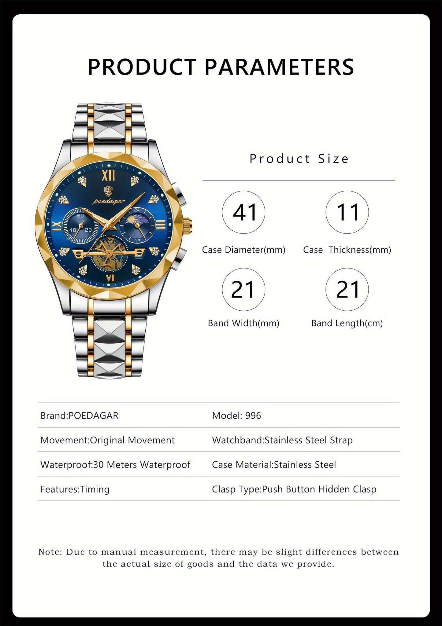 New Luxury Brand Waterproof Stainless Steel Women's And Men's Waterproof Watch, Leisure And Business Multifunctional Chronograph, Best Men's And Women's Gift Watch
