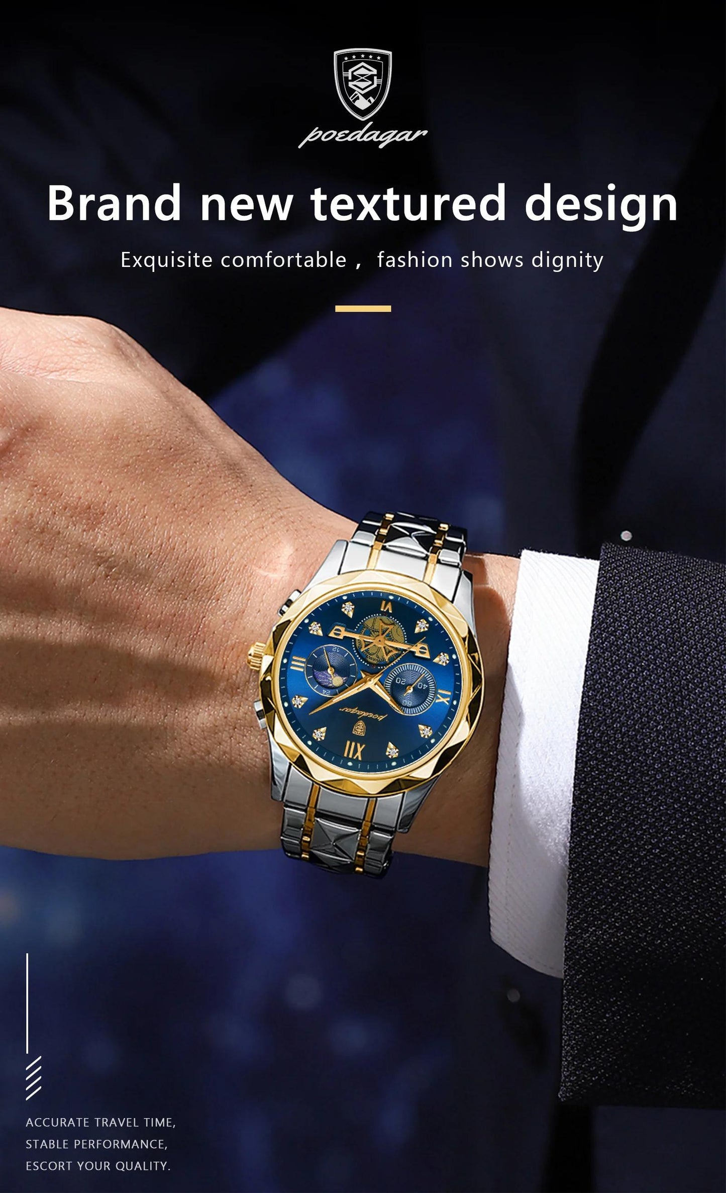 New Luxury Brand Waterproof Stainless Steel Women's And Men's Waterproof Watch, Leisure And Business Multifunctional Chronograph, Best Men's And Women's Gift Watch