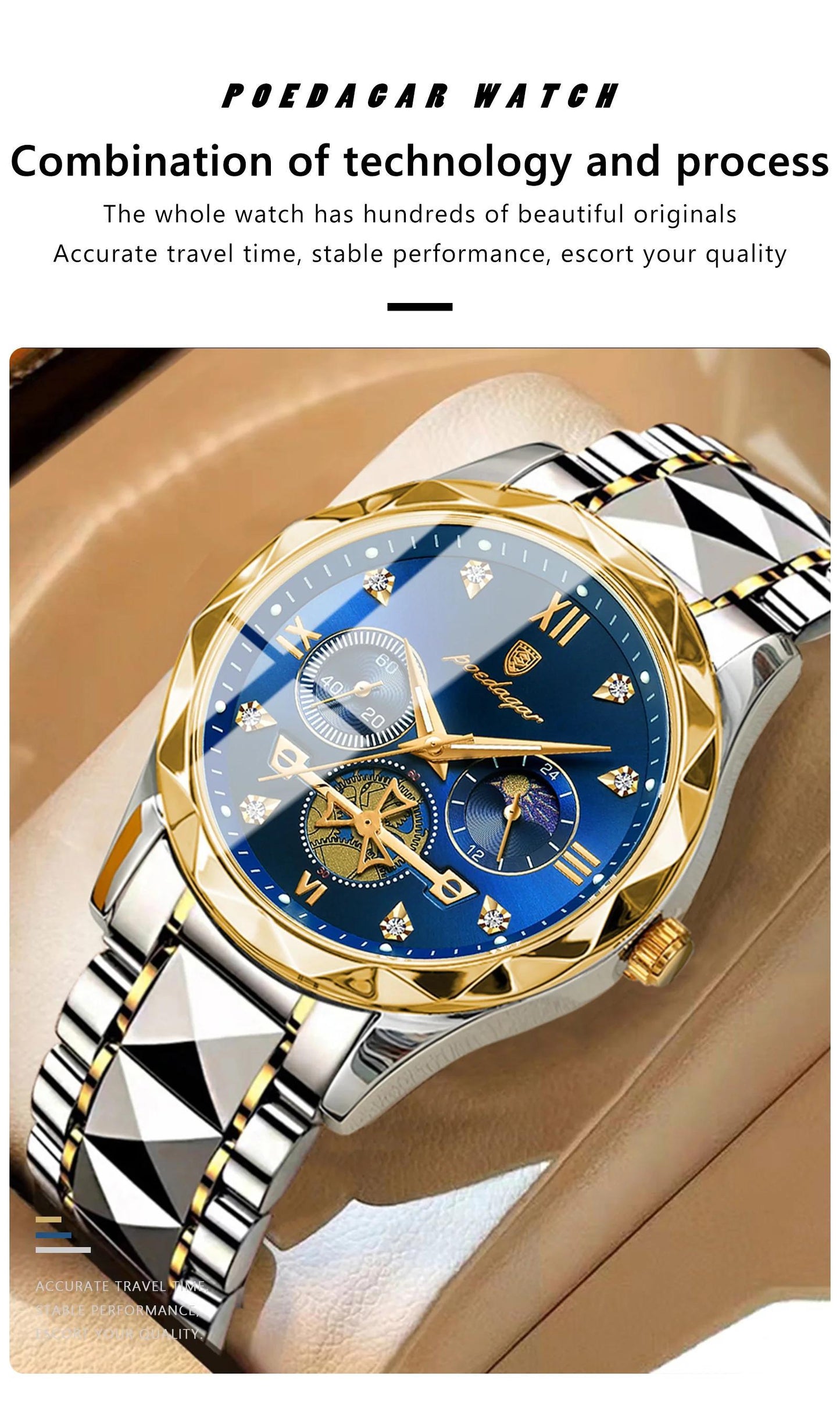 New Luxury Brand Waterproof Stainless Steel Women's And Men's Waterproof Watch, Leisure And Business Multifunctional Chronograph, Best Men's And Women's Gift Watch