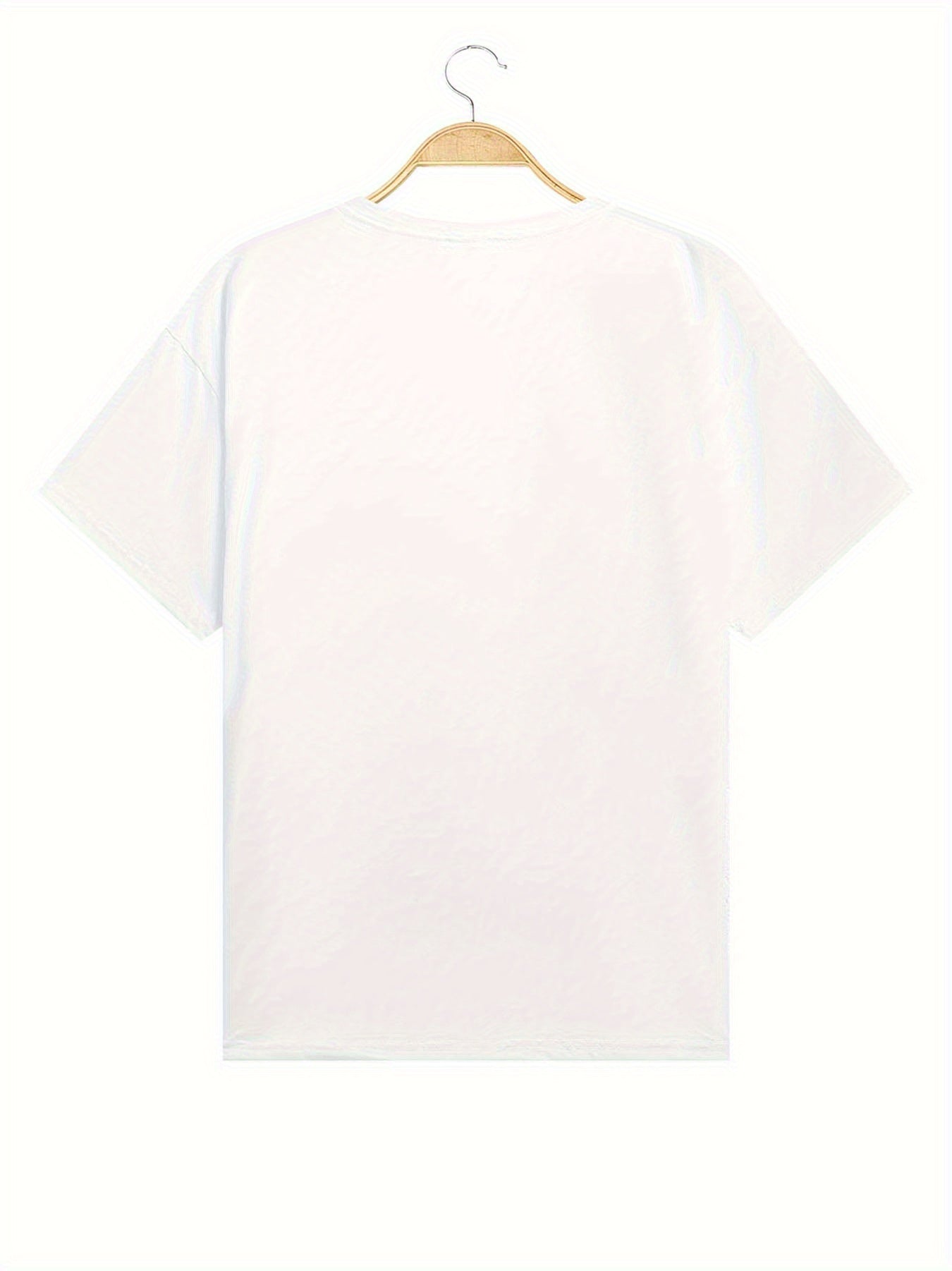 Paris Print Crew Neck T-shirt, Short Sleeve Casual Top For Spring & Summer, Women's Clothing