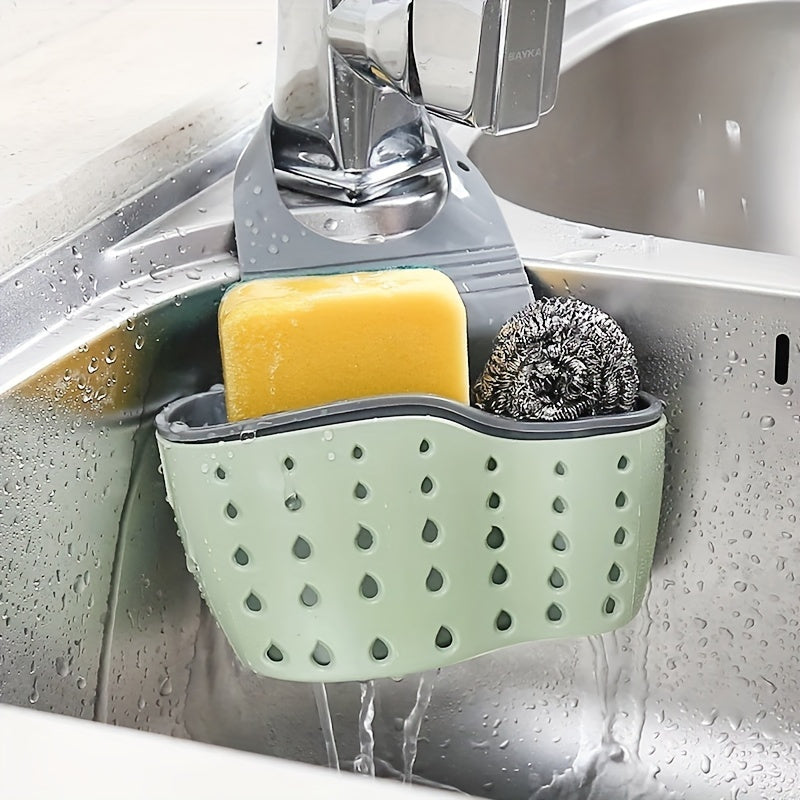 OLOEY Adjustable Silicone Sink Caddy - Multifunctional Kitchen Organizer for Sponges & Supplies, No Battery Needed