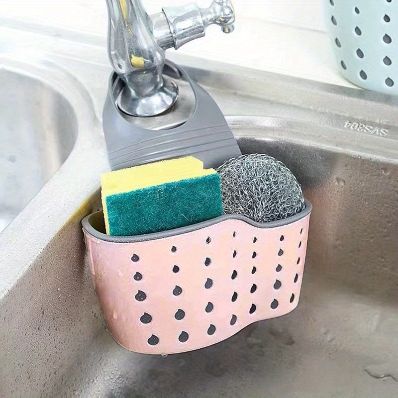 OLOEY Adjustable Silicone Sink Caddy - Multifunctional Kitchen Organizer for Sponges & Supplies, No Battery Needed