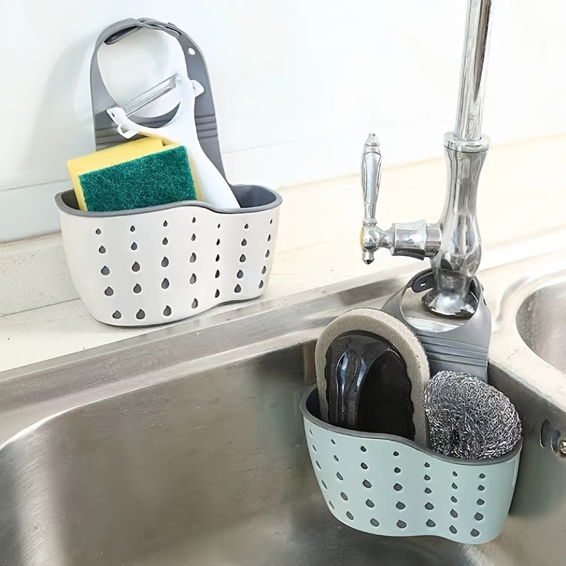OLOEY Adjustable Silicone Sink Caddy - Multifunctional Kitchen Organizer for Sponges & Supplies, No Battery Needed
