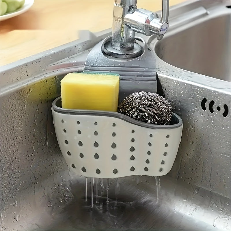 OLOEY Adjustable Silicone Sink Caddy - Multifunctional Kitchen Organizer for Sponges & Supplies, No Battery Needed