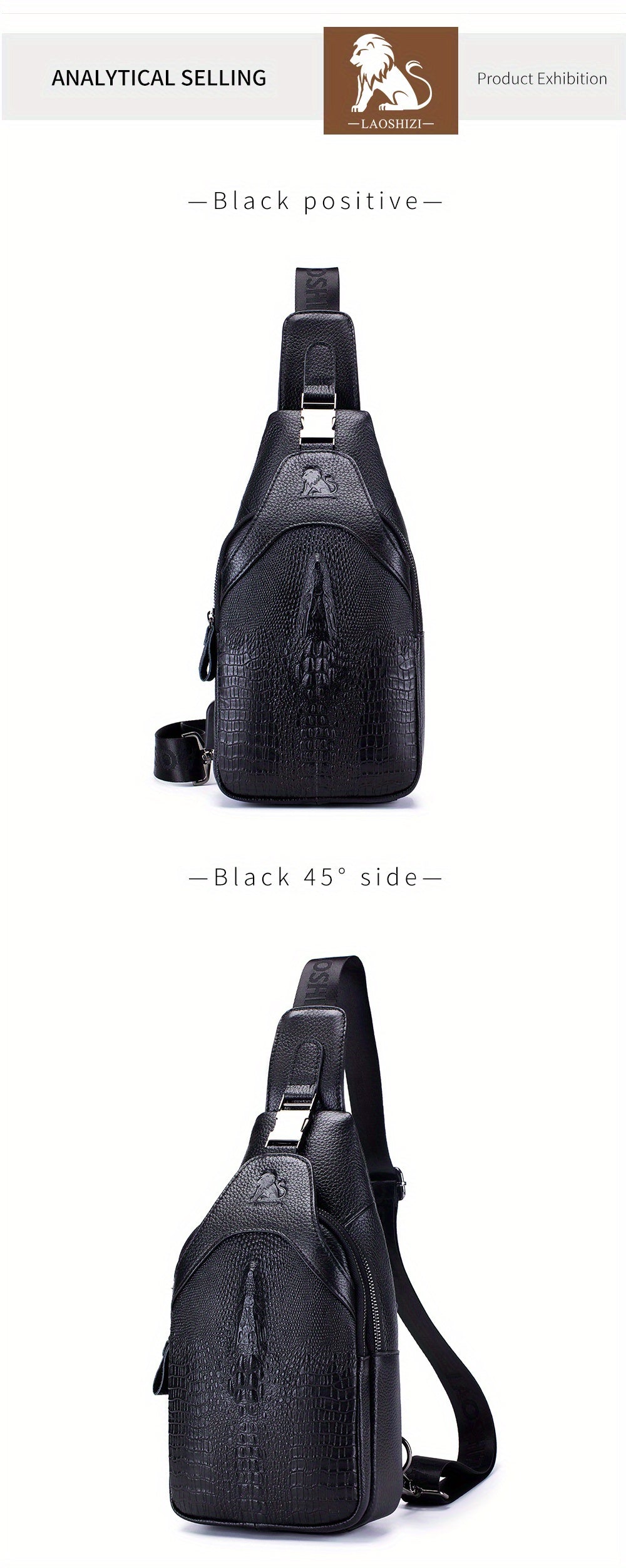 Men's Genuine Leather Crossbody Chest Bag, Top Layer Cowhide Genuine Leather Sling Bag, Large Capacity Double-Layer Chest Bag Shoulder Bag, Perfect for Valentine's Day, Teacher's Day, Back-to-School, Graduation, and Christmas