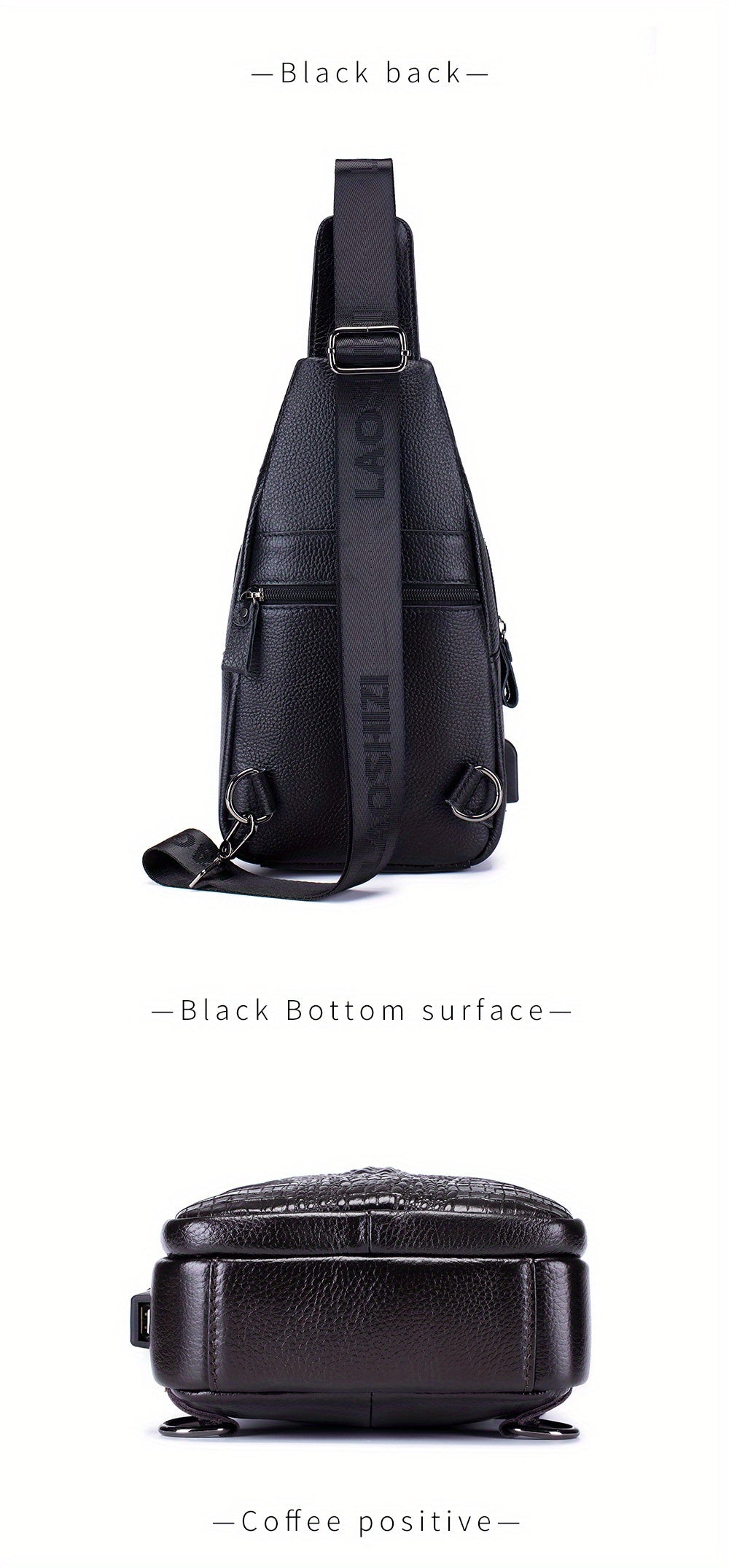 Men's Genuine Leather Crossbody Chest Bag, Top Layer Cowhide Genuine Leather Sling Bag, Large Capacity Double-Layer Chest Bag Shoulder Bag, Perfect for Valentine's Day, Teacher's Day, Back-to-School, Graduation, and Christmas