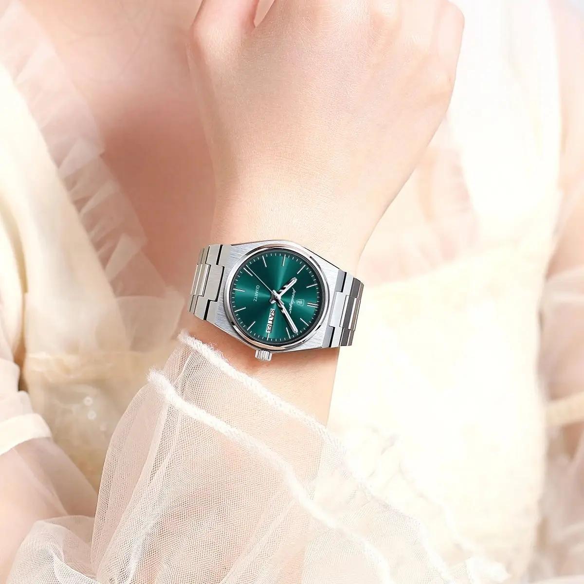 POEDAGAR Luxury Watch For Woman Ladies Elegant Quartz Watch Waterproof Luminous Date Week Stainless Steel Women's Watches Clock