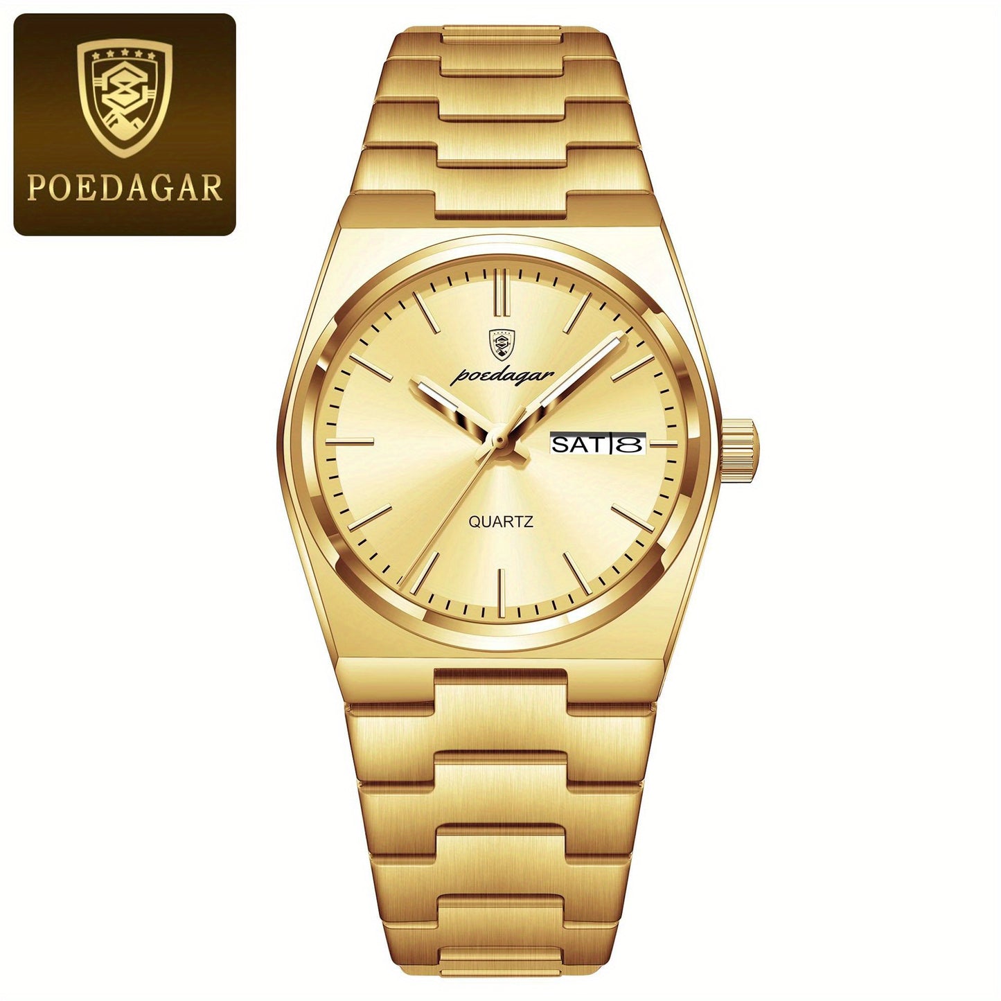 POEDAGAR Luxury Watch For Woman Ladies Elegant Quartz Watch Waterproof Luminous Date Week Stainless Steel Women's Watches Clock