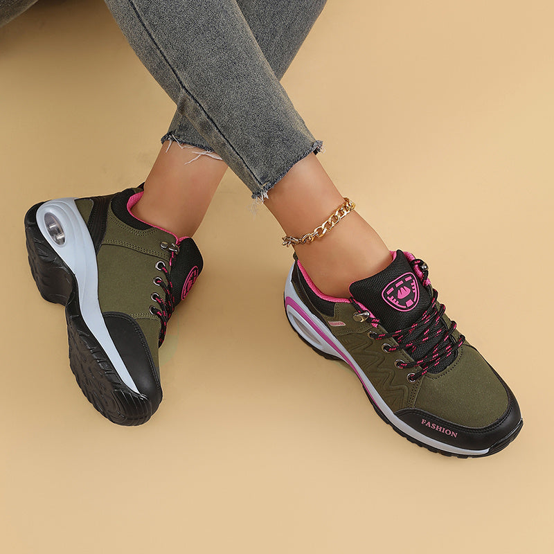 Women's Fashion Ankle Bootie Comfort Casual Platform Sneakers with PU Sole, Fabric Insole, Round Toe Lace-Up Closure, Low Heel, Solid Color