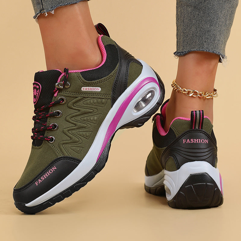 Women's Fashion Ankle Bootie Comfort Casual Platform Sneakers with PU Sole, Fabric Insole, Round Toe Lace-Up Closure, Low Heel, Solid Color