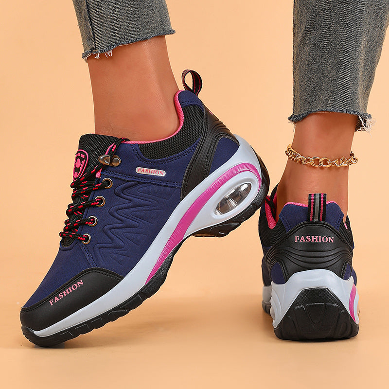 Women's Fashion Ankle Bootie Comfort Casual Platform Sneakers with PU Sole, Fabric Insole, Round Toe Lace-Up Closure, Low Heel, Solid Color