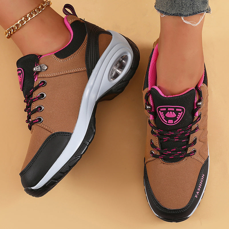 Women's Fashion Ankle Bootie Comfort Casual Platform Sneakers with PU Sole, Fabric Insole, Round Toe Lace-Up Closure, Low Heel, Solid Color
