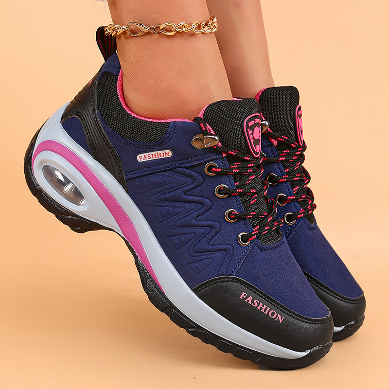 Women's Fashion Ankle Bootie Comfort Casual Platform Sneakers with PU Sole, Fabric Insole, Round Toe Lace-Up Closure, Low Heel, Solid Color