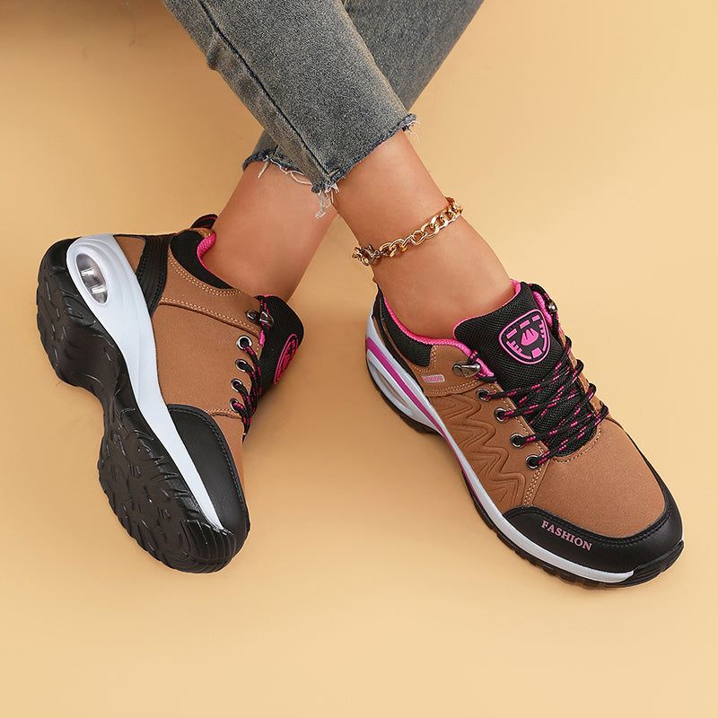 Women's Fashion Ankle Bootie Comfort Casual Platform Sneakers with PU Sole, Fabric Insole, Round Toe Lace-Up Closure, Low Heel, Solid Color