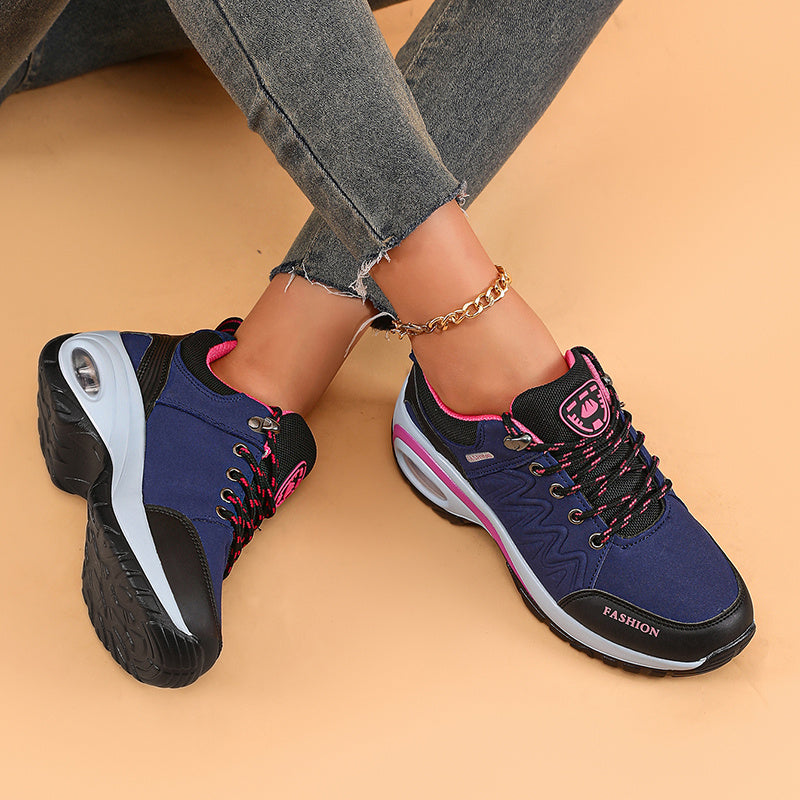 Women's Fashion Ankle Bootie Comfort Casual Platform Sneakers with PU Sole, Fabric Insole, Round Toe Lace-Up Closure, Low Heel, Solid Color