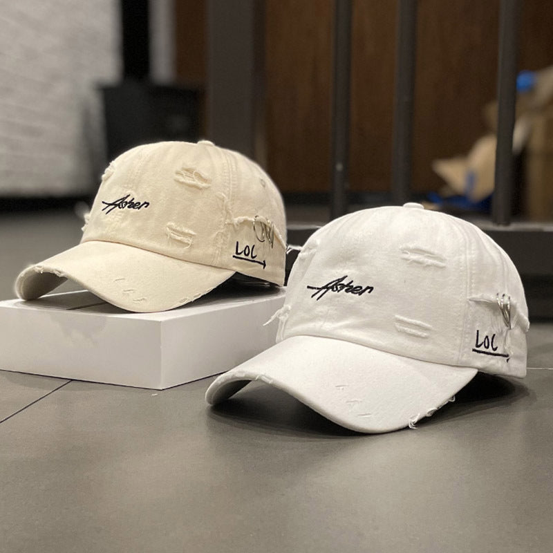 1pc of Retro Torn Baseball Cap, Faded And Worn Dad Hats with Letter Embroidery, Unisex Hip Hop Sun Hats Suitable for Both Women And Men.