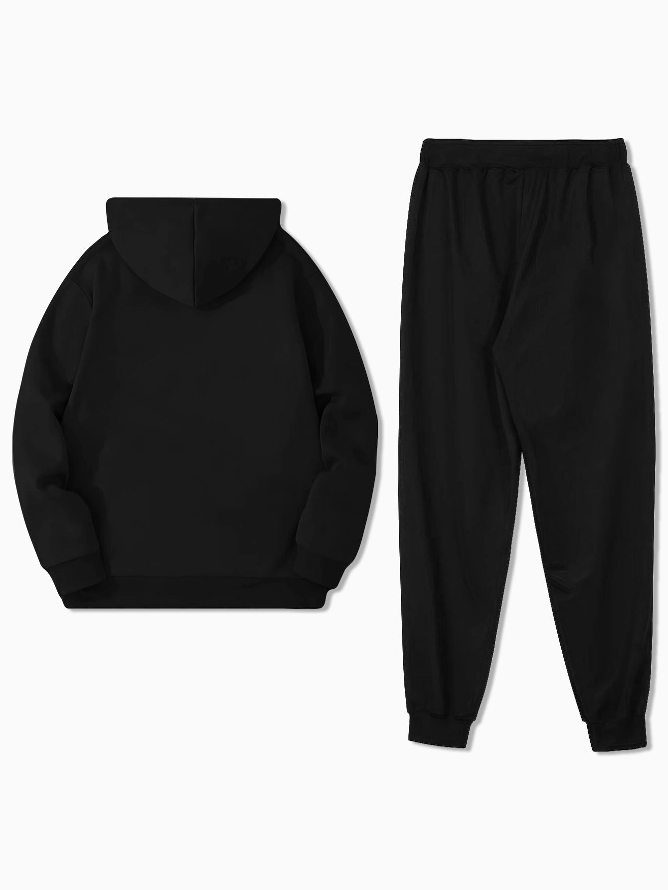 Durable Fabric, Men's Casual Sporty Hoodie and Jogger Set - Trendy Geometric Print, Blue and Black, Polyester Blend, Machine Washable, Perfect for Fall/Winter