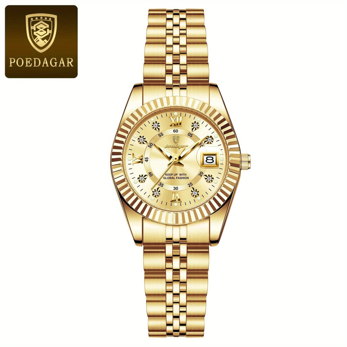 POEDAGAR Luxury Elegant Watch for Women Luminous Date Ladies Watch Stainless Steel Quartz Women's Watches Reloj