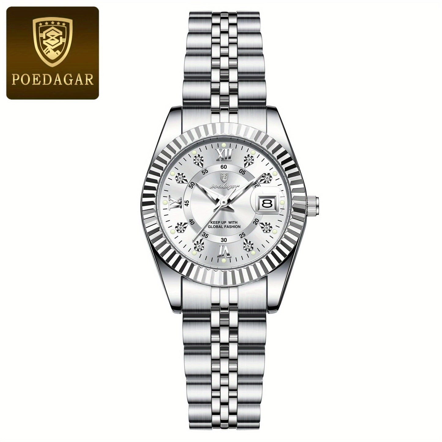 POEDAGAR Luxury Elegant Watch for Women Luminous Date Ladies Watch Stainless Steel Quartz Women's Watches Reloj