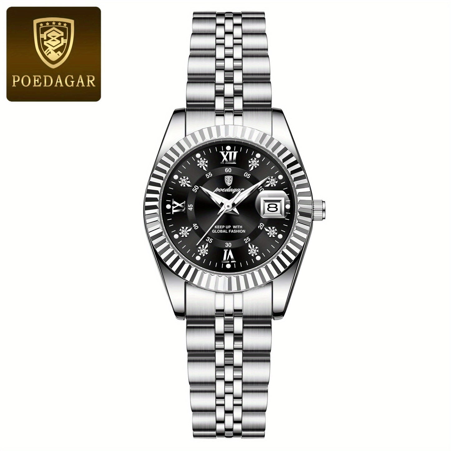 POEDAGAR Luxury Elegant Watch for Women Luminous Date Ladies Watch Stainless Steel Quartz Women's Watches Reloj