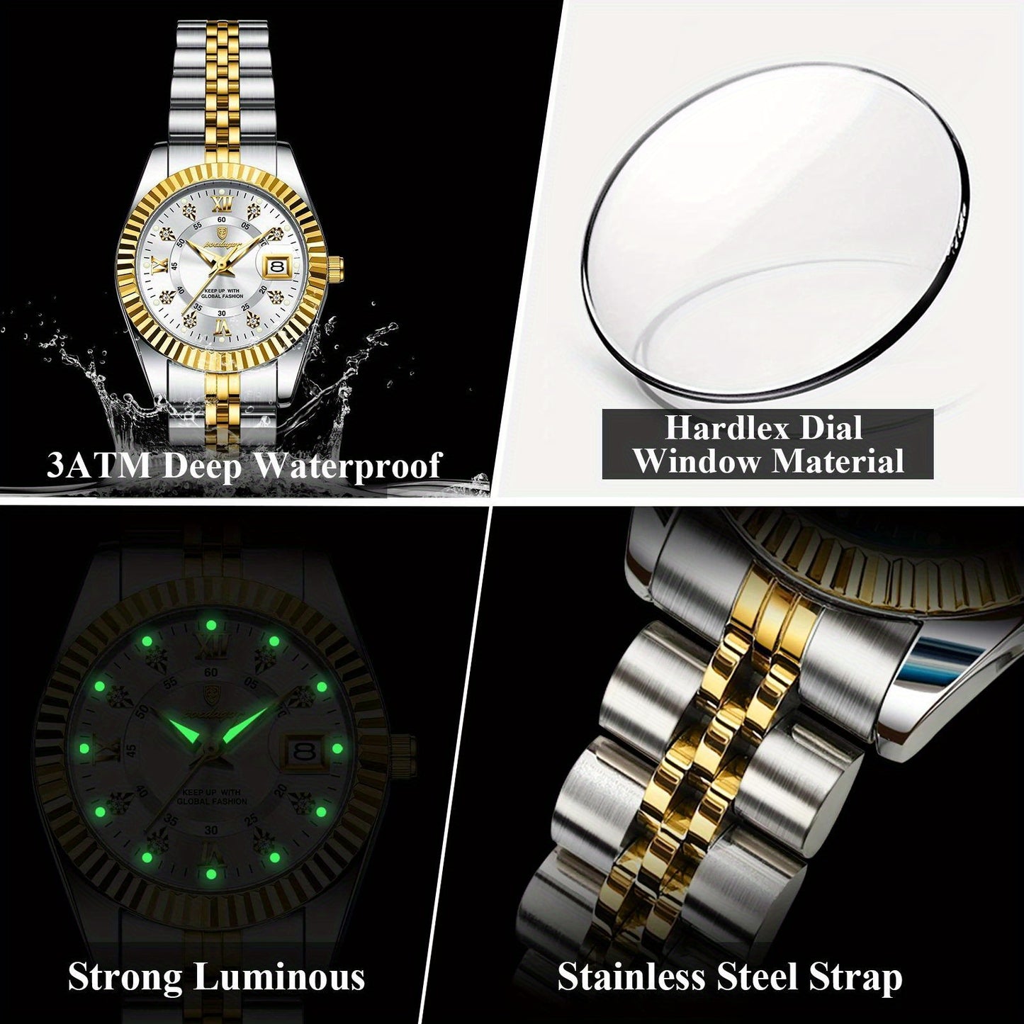 POEDAGAR Luxury Elegant Watch for Women Luminous Date Ladies Watch Stainless Steel Quartz Women's Watches Reloj