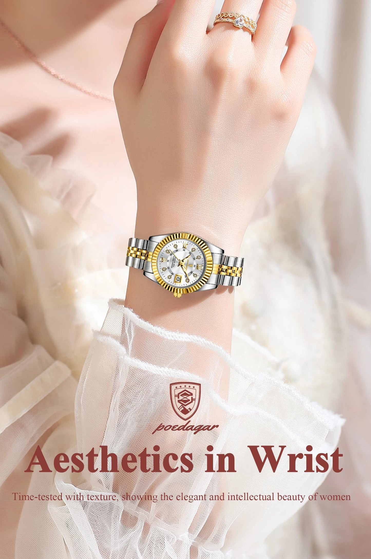POEDAGAR Luxury Elegant Watch for Women Luminous Date Ladies Watch Stainless Steel Quartz Women's Watches Reloj