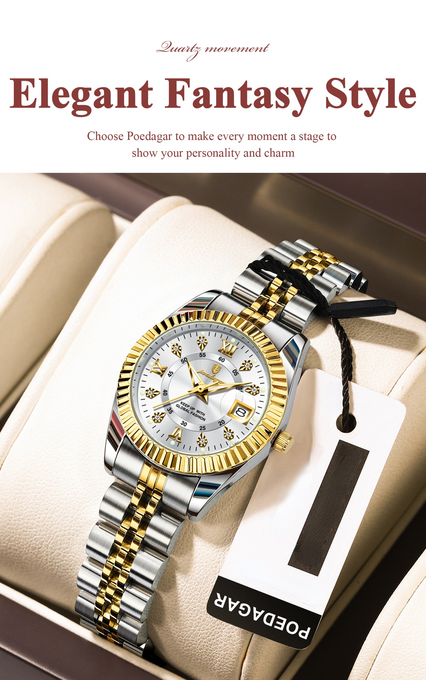 POEDAGAR Luxury Elegant Watch for Women Luminous Date Ladies Watch Stainless Steel Quartz Women's Watches Reloj