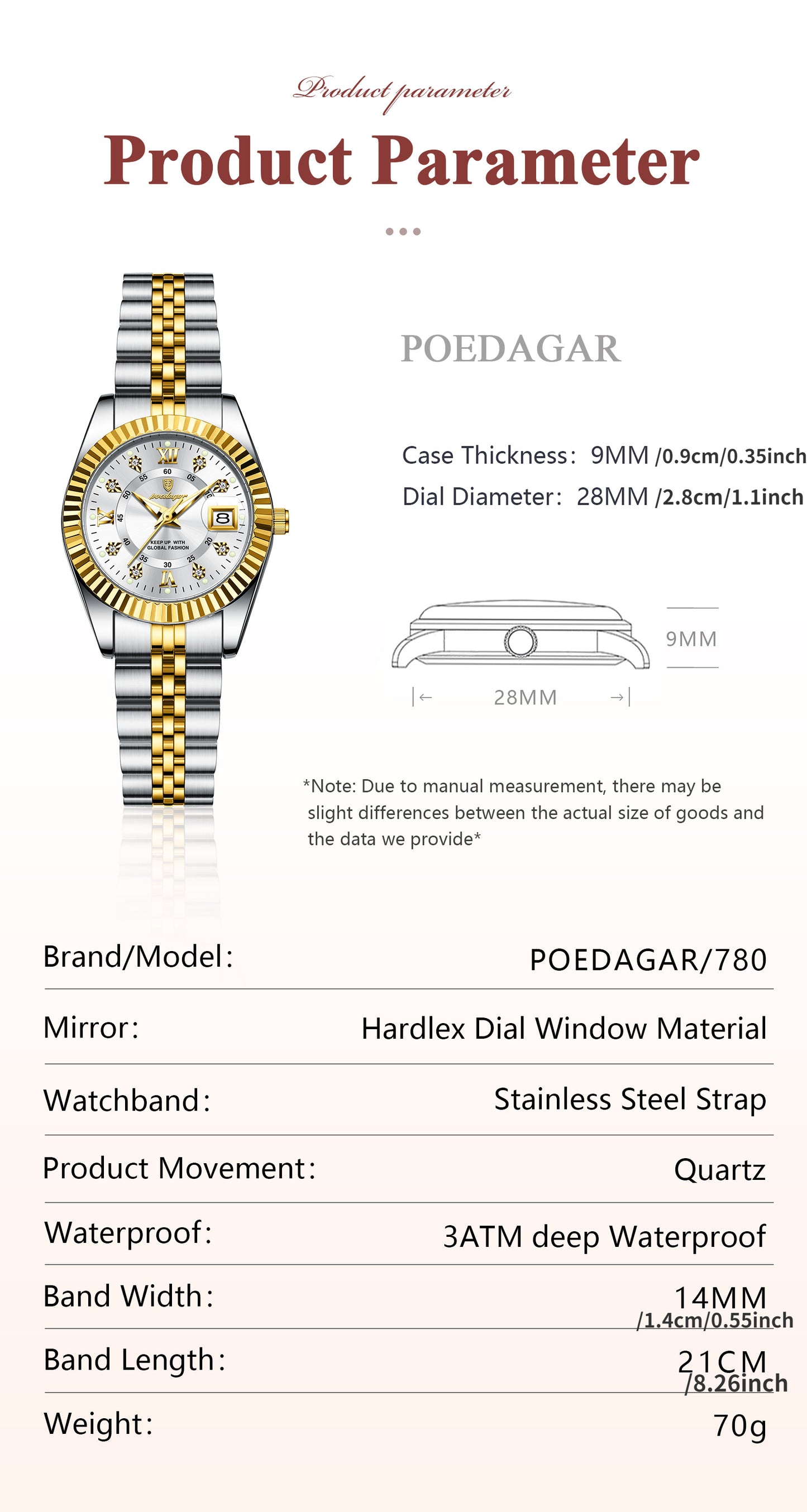 POEDAGAR Luxury Elegant Watch for Women Luminous Date Ladies Watch Stainless Steel Quartz Women's Watches Reloj