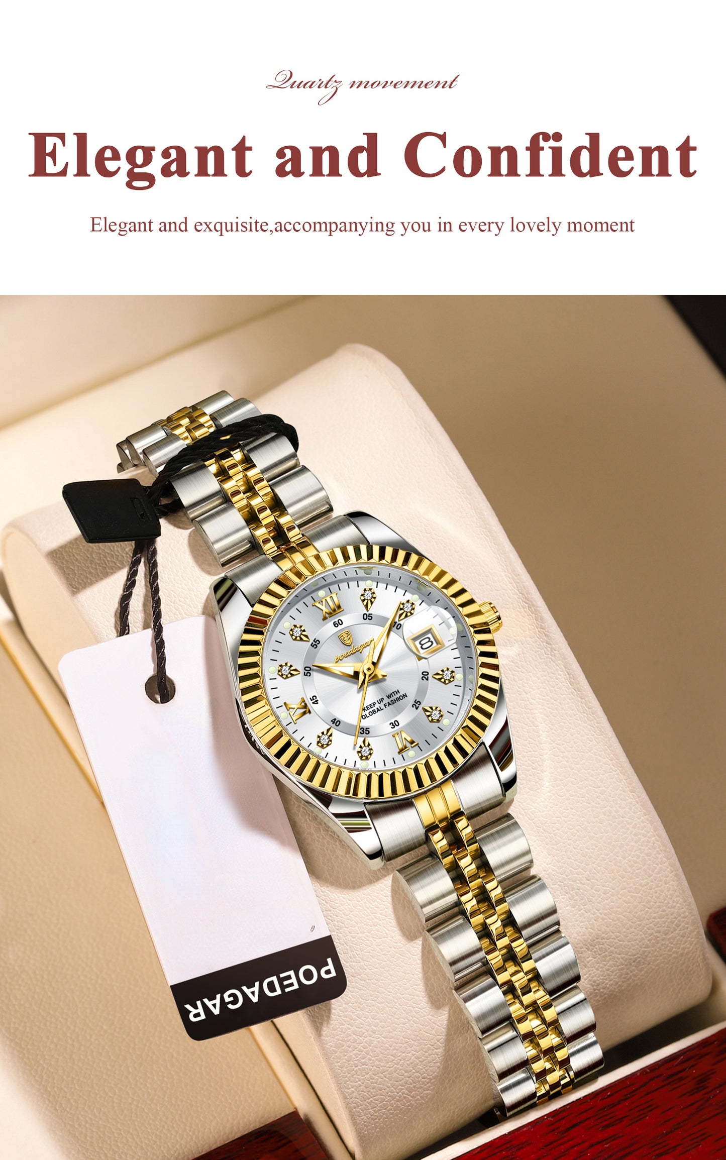 POEDAGAR Luxury Elegant Watch for Women Luminous Date Ladies Watch Stainless Steel Quartz Women's Watches Reloj