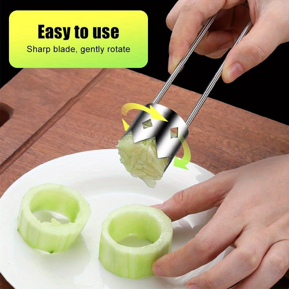 1pc/2pcs/3pcs Red Bell Pepper Seed Corer, Stainless Steel Fruit Core Remover Apple Core Seed Remover Vegetable Corer Tool for Vegetables Fruit Kitchen Utensils (Sliver)