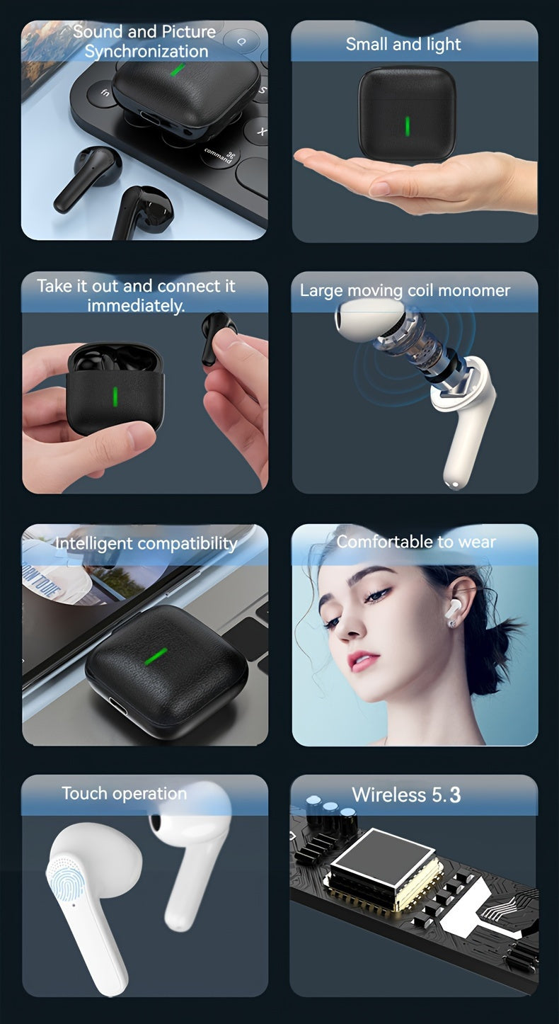 New Wireless Earphones With Ultra-long Battery Life Sports Game Mini Dual Stereo In-Ear Universal Earbuds