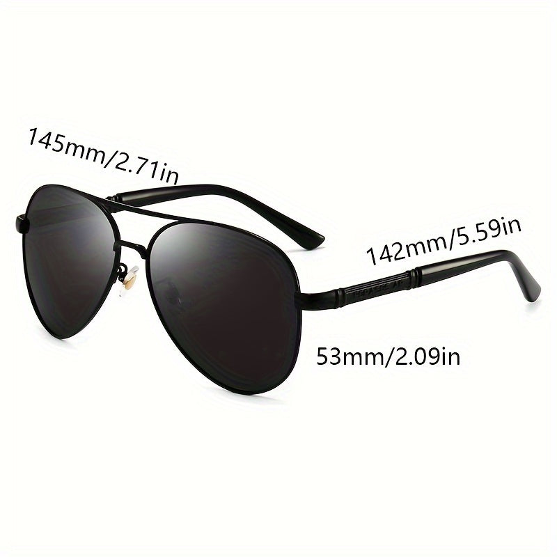 Men's Vintage Pilot Fashion Glasses Polarized Metal Frame Large Rims for Driving,,, - Stylish Retro Design, Eyewear, Quality Lenses