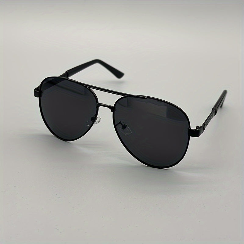 Men's Vintage Pilot Fashion Glasses Polarized Metal Frame Large Rims for Driving,,, - Stylish Retro Design, Eyewear, Quality Lenses