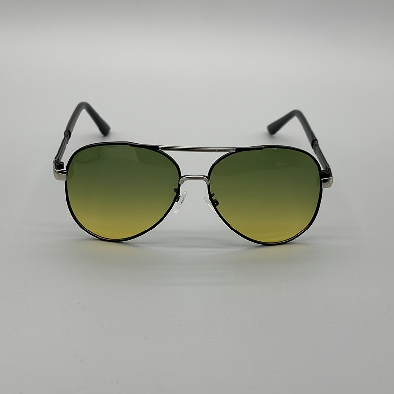 Men's Vintage Pilot Fashion Glasses Polarized Metal Frame Large Rims for Driving,,, - Stylish Retro Design, Eyewear, Quality Lenses