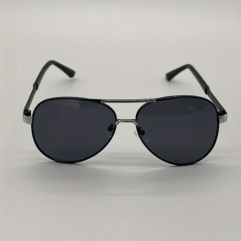 Men's Vintage Pilot Fashion Glasses Polarized Metal Frame Large Rims for Driving,,, - Stylish Retro Design, Eyewear, Quality Lenses