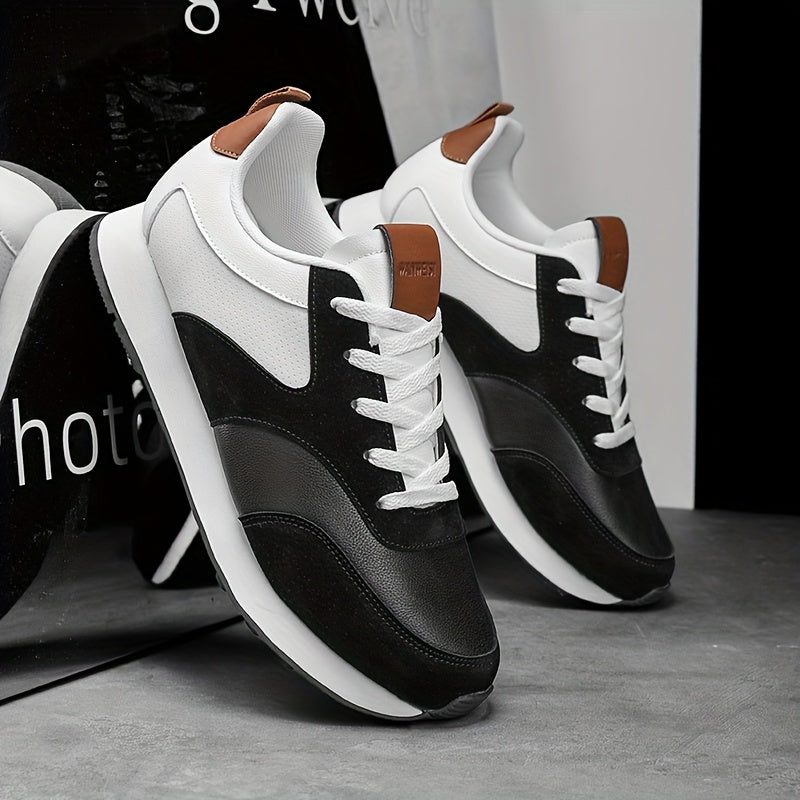 Men'S Breathable Athletic Sneakers - Lightweight, Soft, Non-Slip Running Shoes with EVA Sole for Sports, Travel & Casual Wear - White & Brown Two-Tone Design, Lace-Up Low Tops, All-Season Comfort, Sports Footwear, Sleek Sport