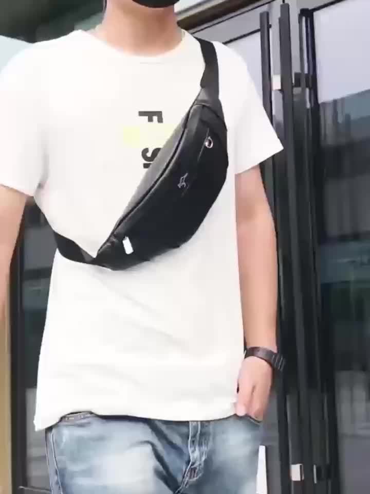 Men's Synthetic Leather Crossbody Bag - Adjustable Strap, Multiple Compartments, Lightweight Waist Pack for Hiking, Cycling & Daily Commute, Black, Cycling Bag | Modern Crossbody Bag | Adjustable Strap Bag