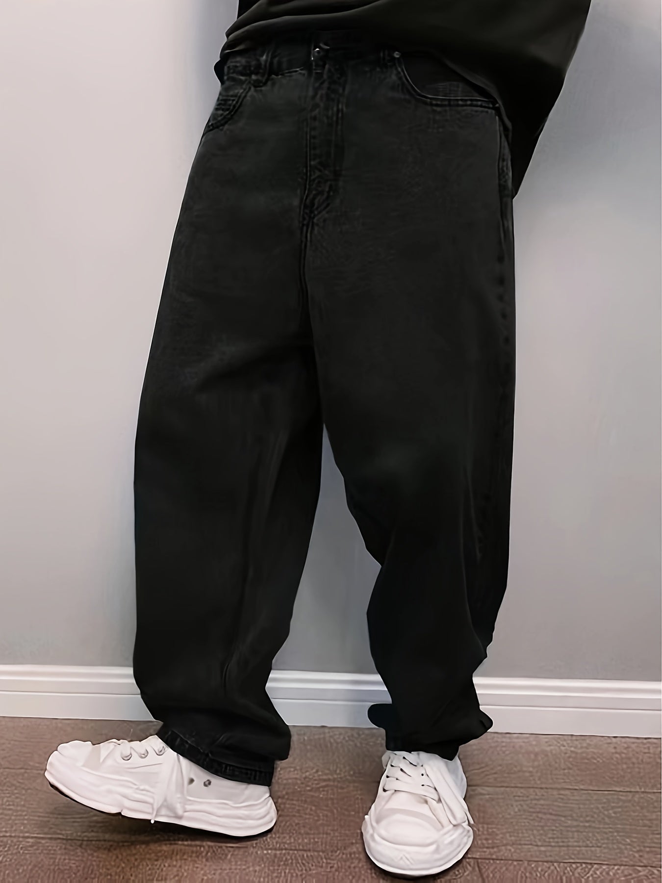 New Men'S Long Pants for Spring And Summer 2024, Light Blue Washed Denim, Loose-Fitting Casual Street Style Jeans.