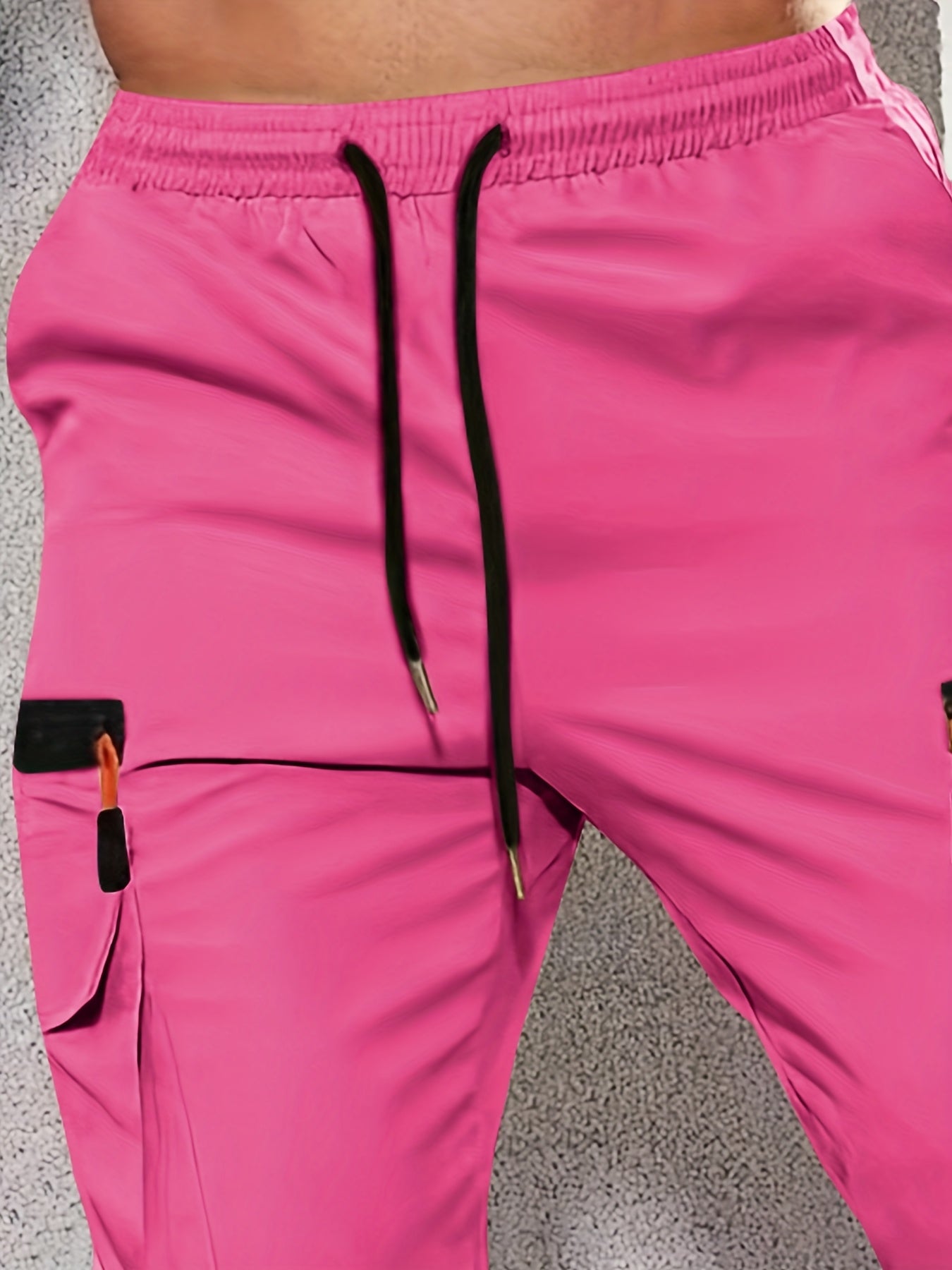 1pc Men'S Fashion Casual Cargo Pants, Solid Color Polyester Non-Stretch Fabric, All-Season Regular Fit with Multiple Pockets, Woven Straight-Leg Trousers for Sports and Leisure