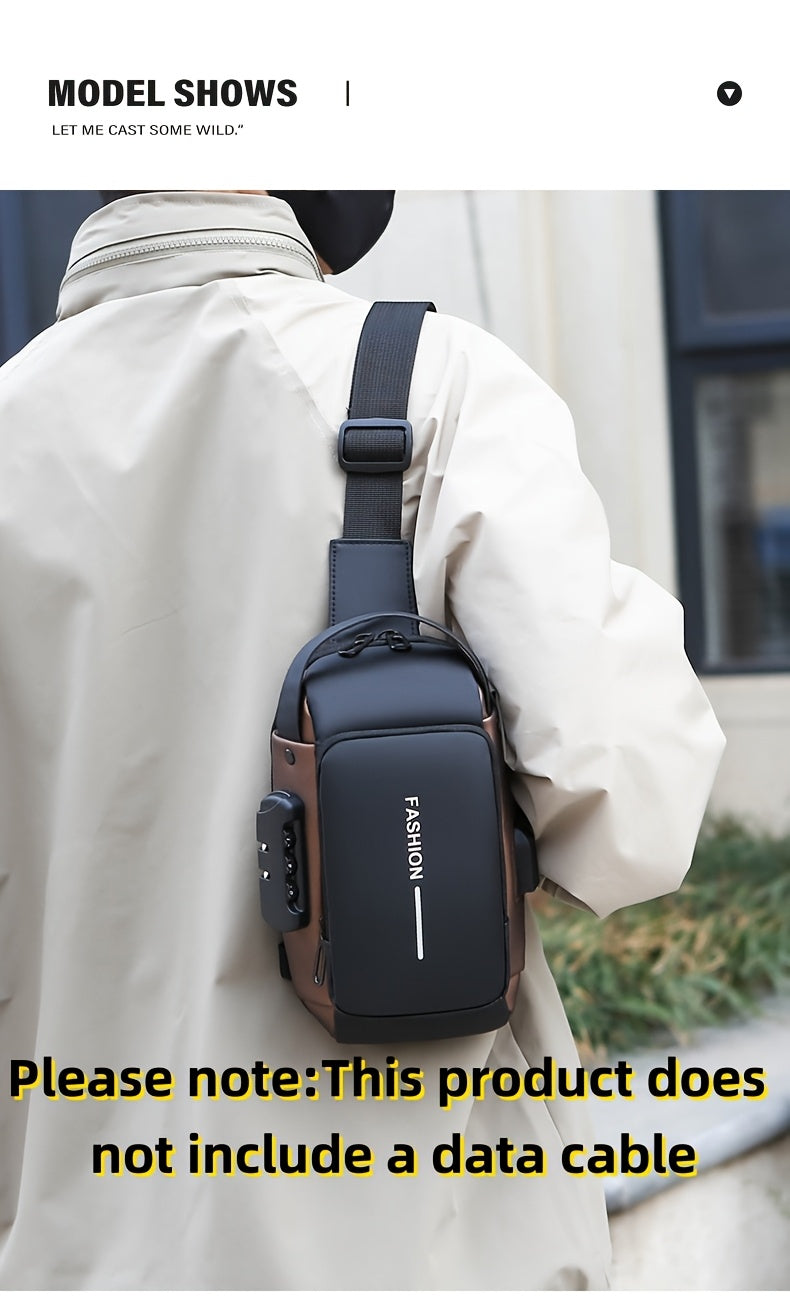 Men'S Crossbody Bag with Password Lock, Anti-Theft Chest Bag, Trendy Casual Sports Shoulder Bag, Large Capacity Crossbody Men'S Bag, Daily Commuting Shoulder Bag