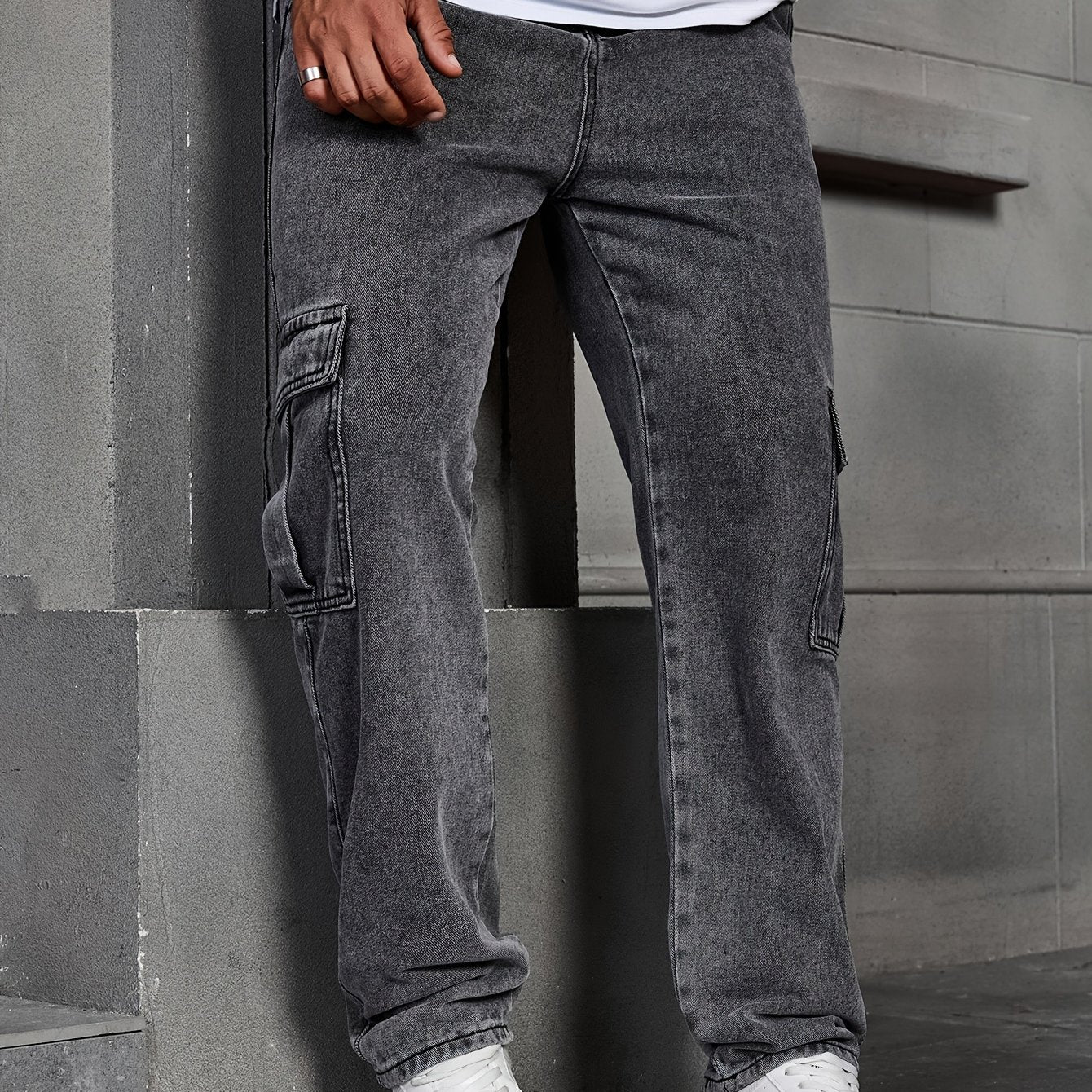 Men's Classic Blue Denim Jeans - 80%, Regular Fit, Machine Washable, Solid Color, All-Season Casual Wear, Comfortable Denim | Relaxed Fit Jeans | Textured Denim Pants