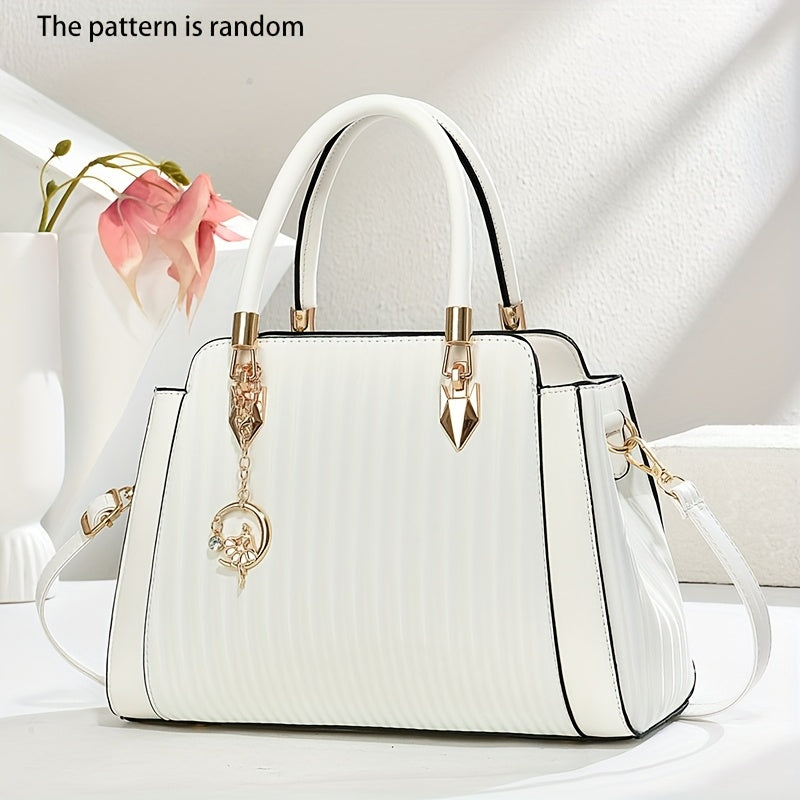 Women's Elegant Convertible Handbag - Large Capacity Purse with Detachable Strap, Golden-Tone Hardware, Zipper Closure - Everyday & Formal Bag for Women - Gift for Her (INCK KMCRK), Ladies Handbags, Travel Tote, Chic Accessor
