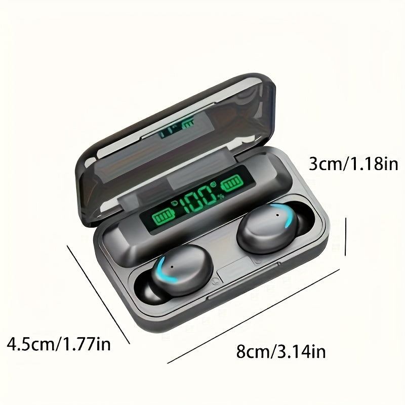 High-Fidelity Stereo Wireless Earphones, In-Ear Headphones with Touch Control and Noise Reduction for Voice Calls, USB Charging, Lithium Battery of 800mA, Long-Life Sports Gaming Headphones with Display