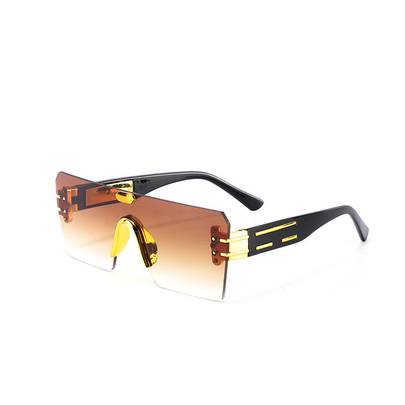 Fashionable Decorative Glasses for Men and Women, High-End Wearing and Matching Eyewear, Frameless Cut Edge Design, Polycarbonate Material, Fashion Glasses